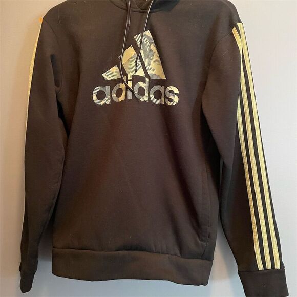 Adidas Men's Camo Logo Hoodie Sweatshirt Black/Green Small - Picture 1 of 11